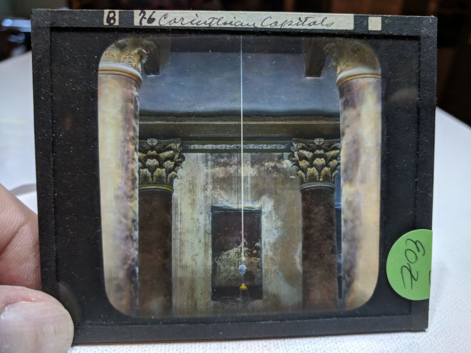 COLORED Glass Magic Lantern Slide Jewish Palestine EOZ Capitals help identify