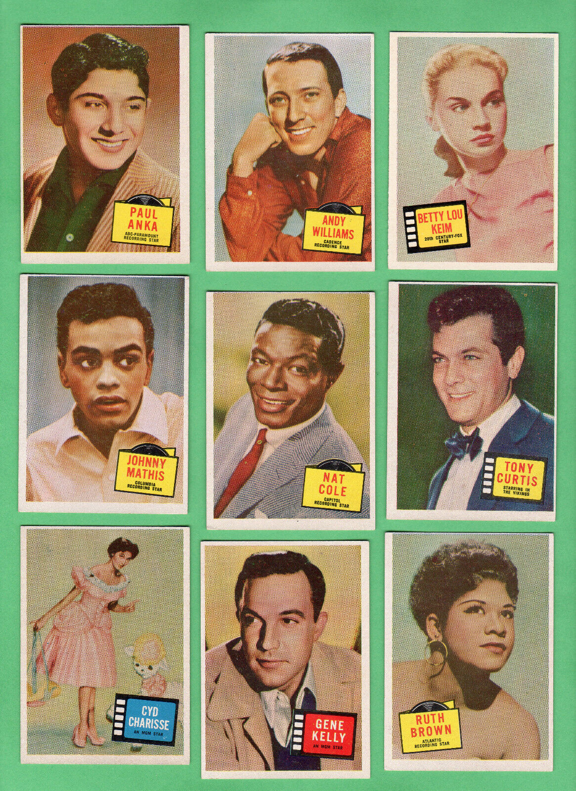 1957 Topps Hit Stars Lot of ( 9) all Nrmnt-Mt Sharp  Cole,Mathis,Curtis,Anka