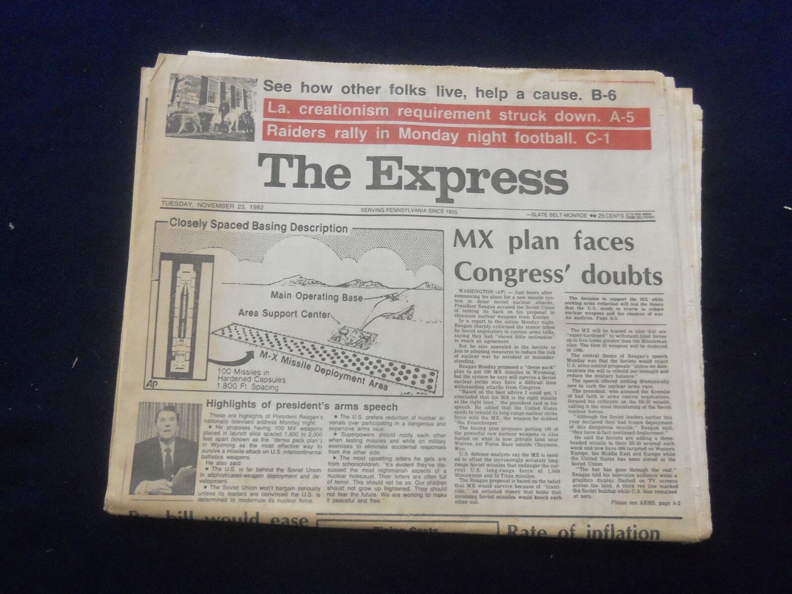 1982 NOV 23 THE EXPRESS NEWSPAPER - EASTON, PA - MX PLAN FACES CONGRESS- NP 6126