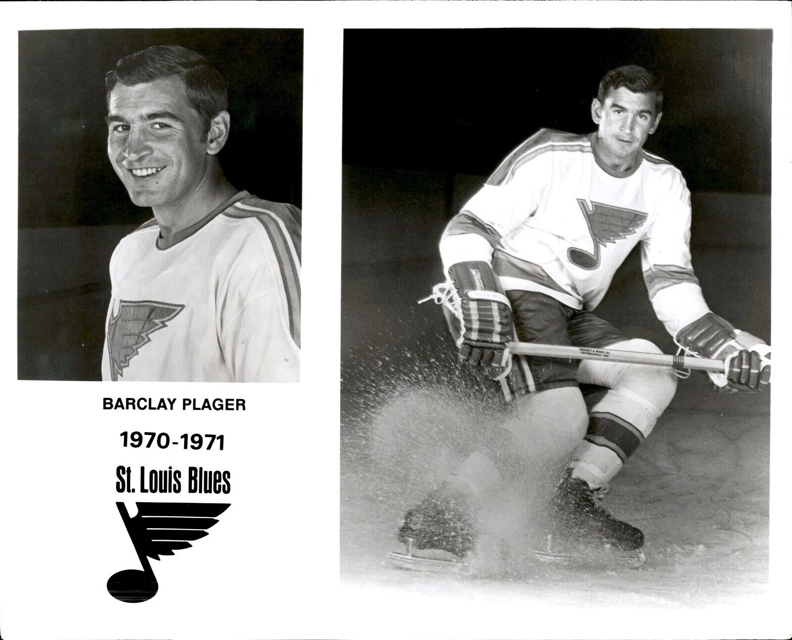 PF7 Original Photo BARCLAY PLAGER 1970-71 ST LOUIS BLUES NHL ICE HOCKEY DEFENSE