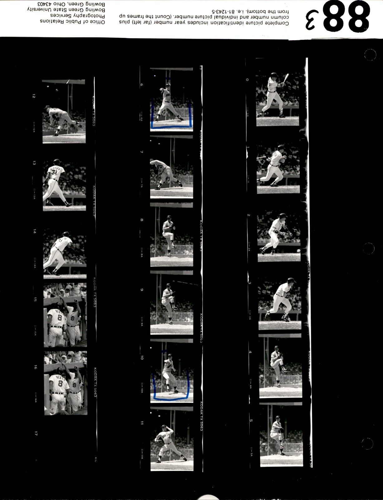 LD363 1988 Original Contact Sheet Photo MIKE HEATH LARRY HERNDON TIGERS - TWINS