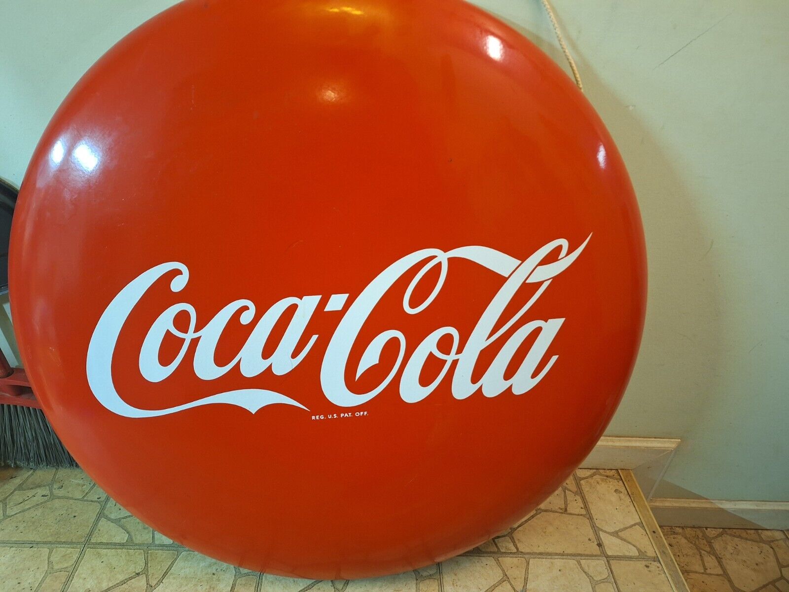 Original Coca-Cola button sign, 