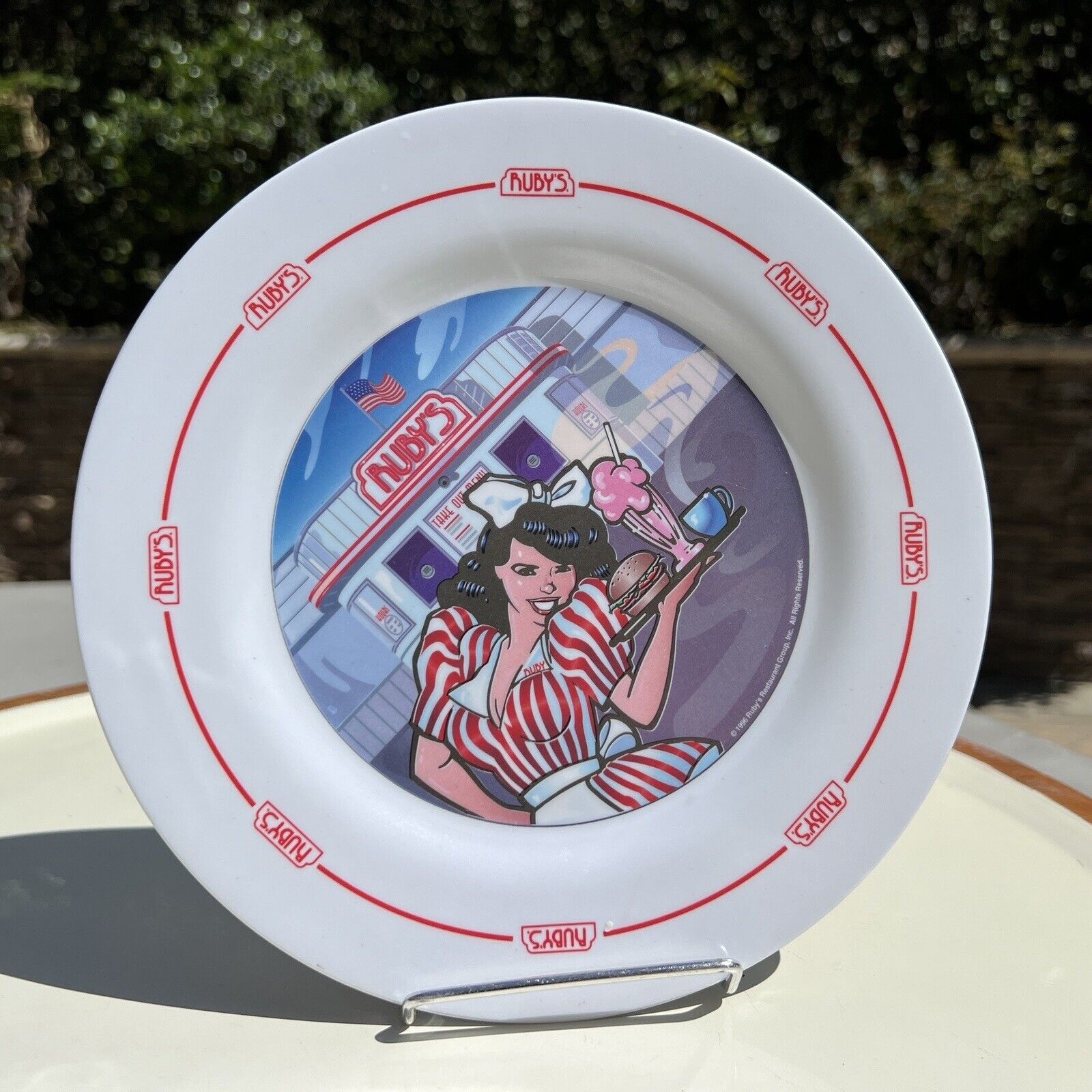 Rare Vintage Ruby's Dinner Plastic Plate With Ruby's Beauty Girl And Brand Name