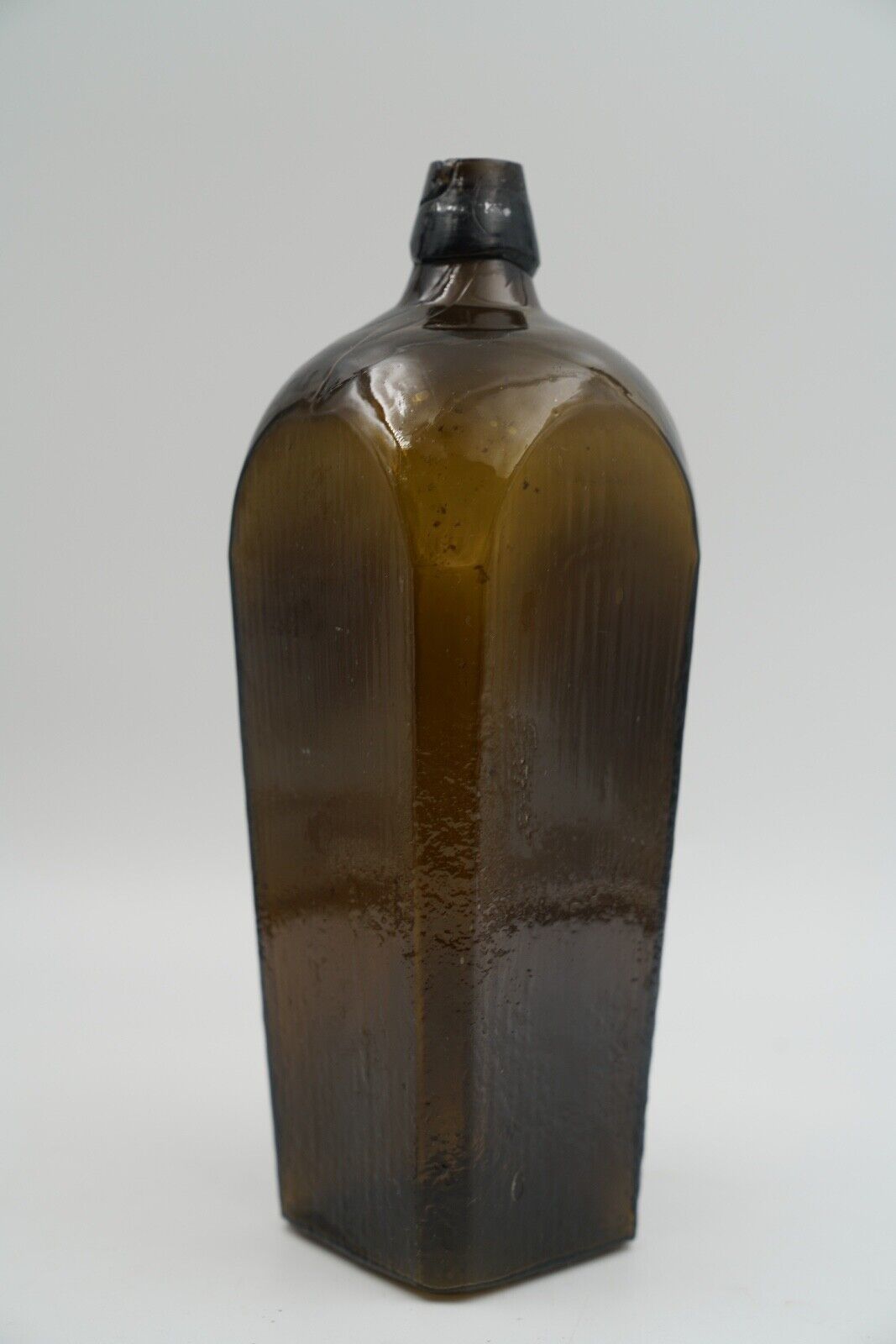 Early Hand Blown Antique Apothecary Brown Glass Liquor Moonshine Bottle