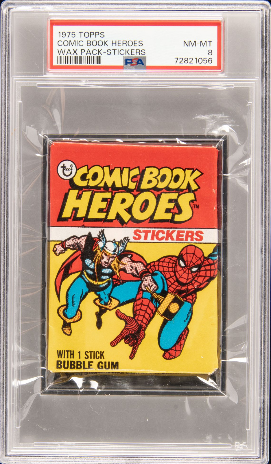 1975 Topps Wax Pack Stickers Comic Book Heroes - PSA NM-MT 8 read