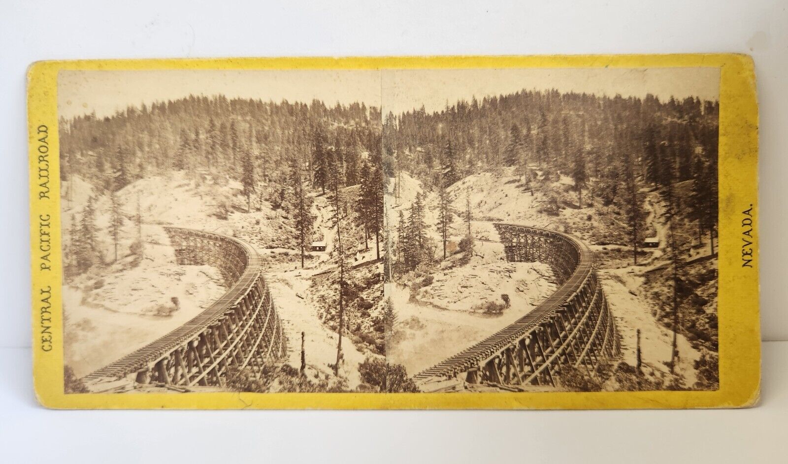 Alfred A Hart Stereoview Photo Central Pacific Railroad Secrettown Trestle 1860s