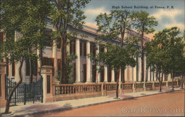 Puerto Rico Ponce High School Matias Photo Shop Postcard Vintage Post Card