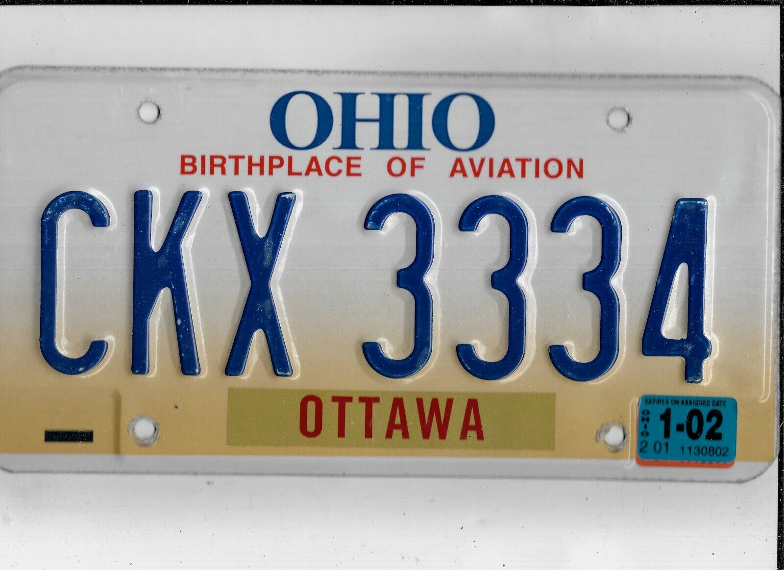 OHIO passenger 2002 license plate \