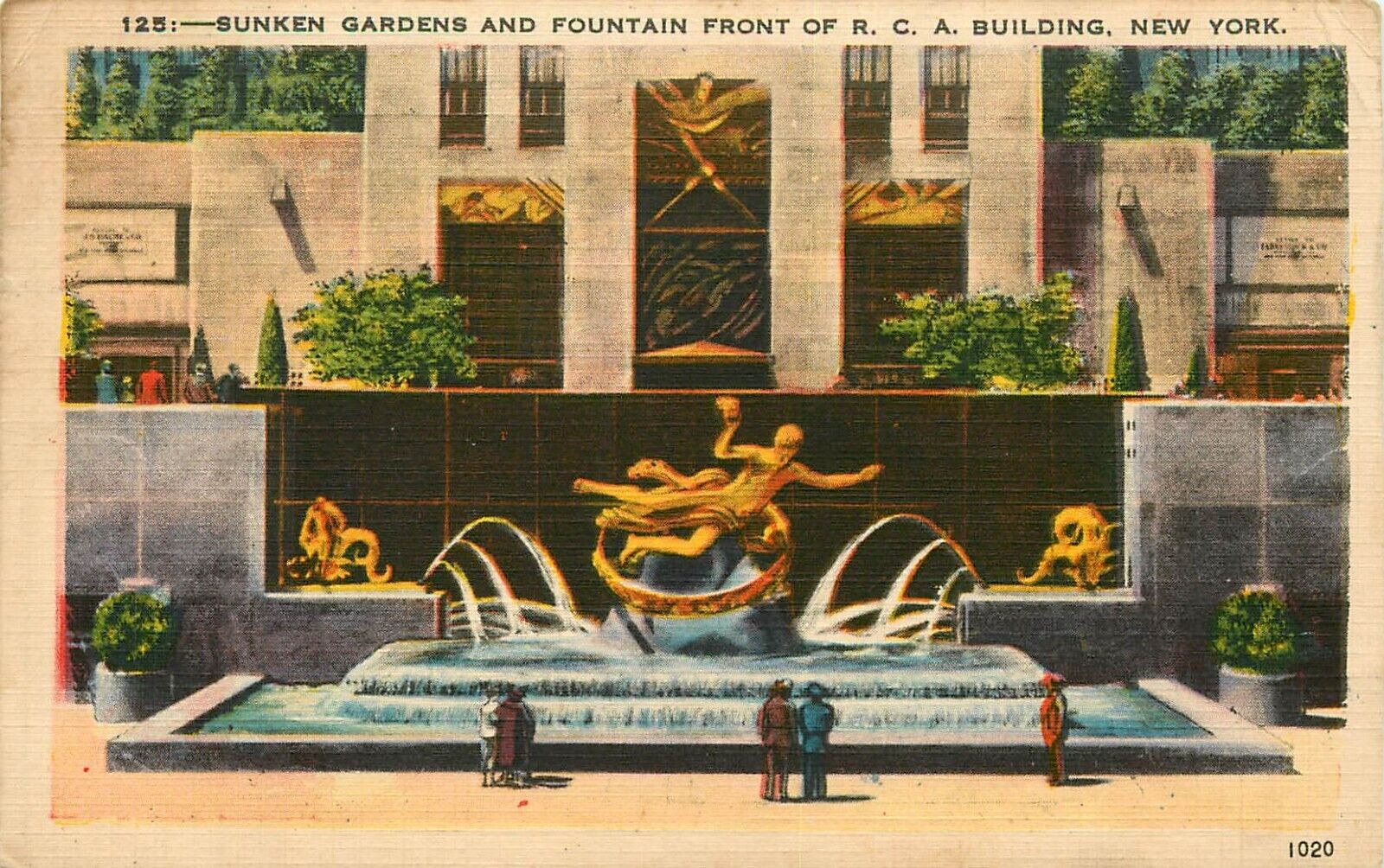 RCA Building Sunken Gardens Prometheus pm 1956 Postcard