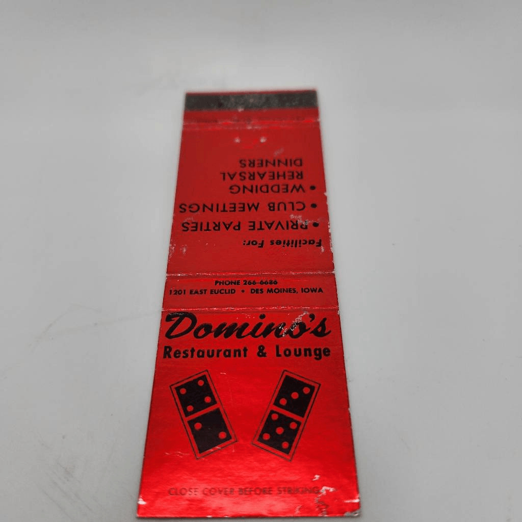 Vintage Matchcover Domino\'s Restaurant & Lounge Des Moines Iowa