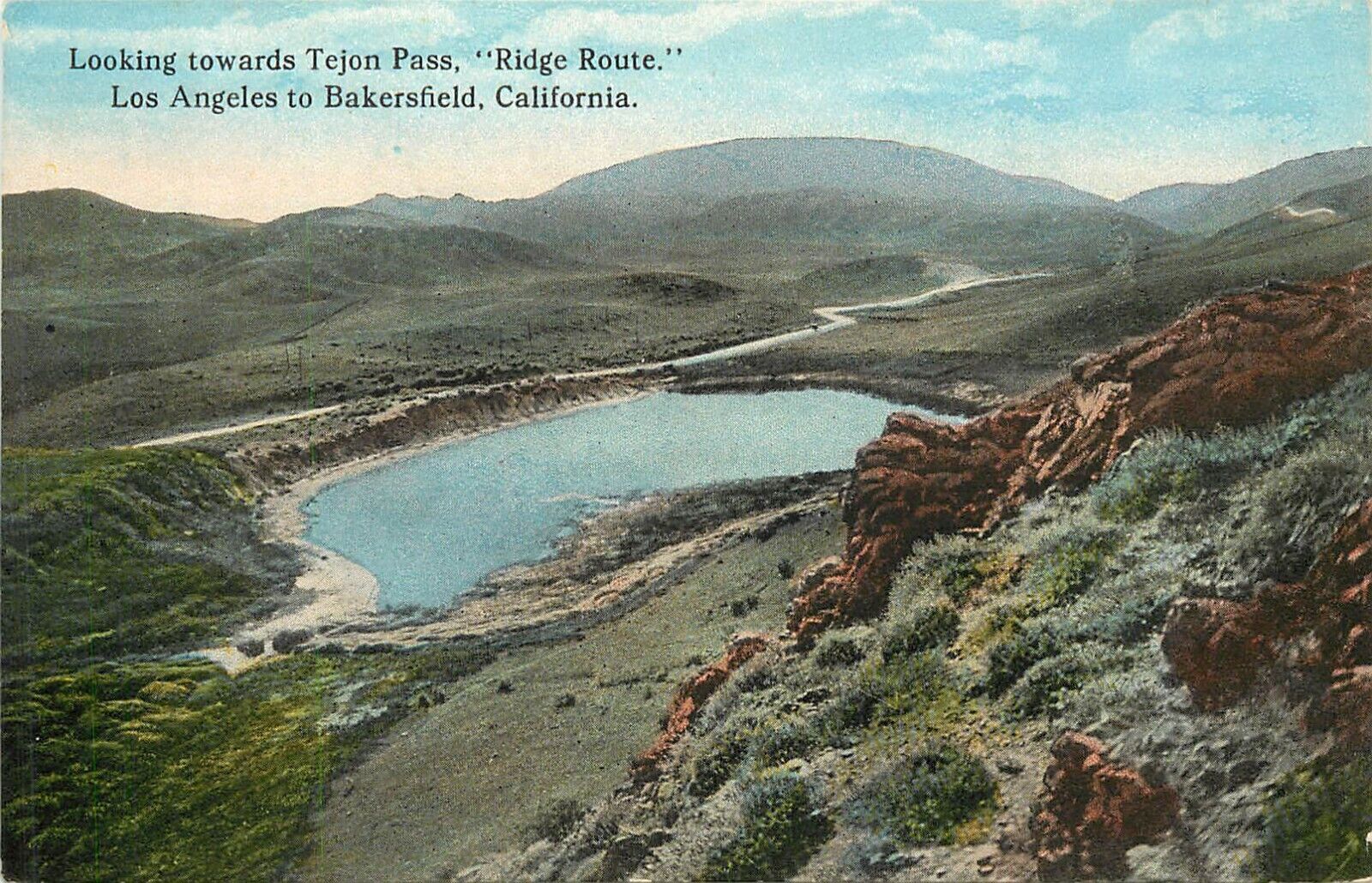 Ridge Route Postcard; Looking Towards Tejon Pass, Los Angeles to Bakersfield CA
