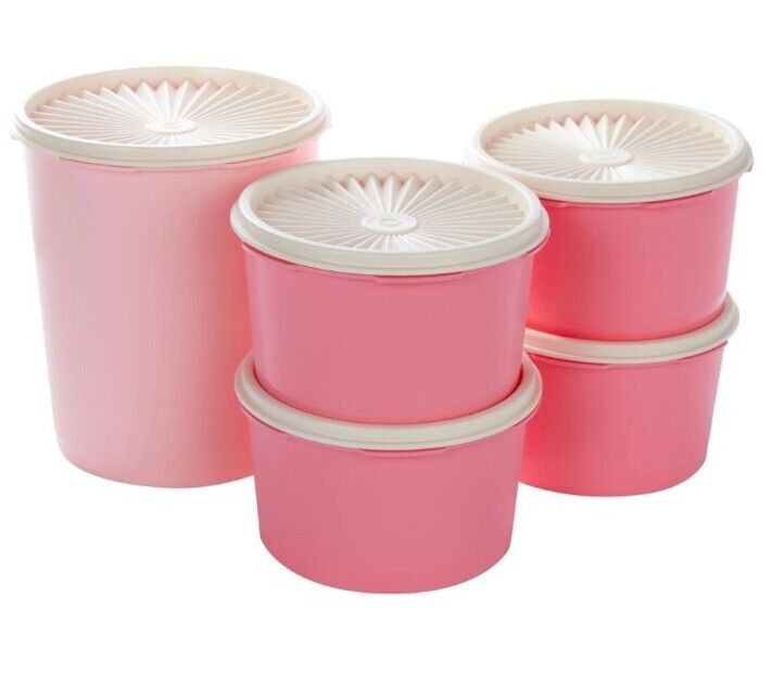 Tupperware 10-piece Heritage Canister Set - Vintage Pink-NEW