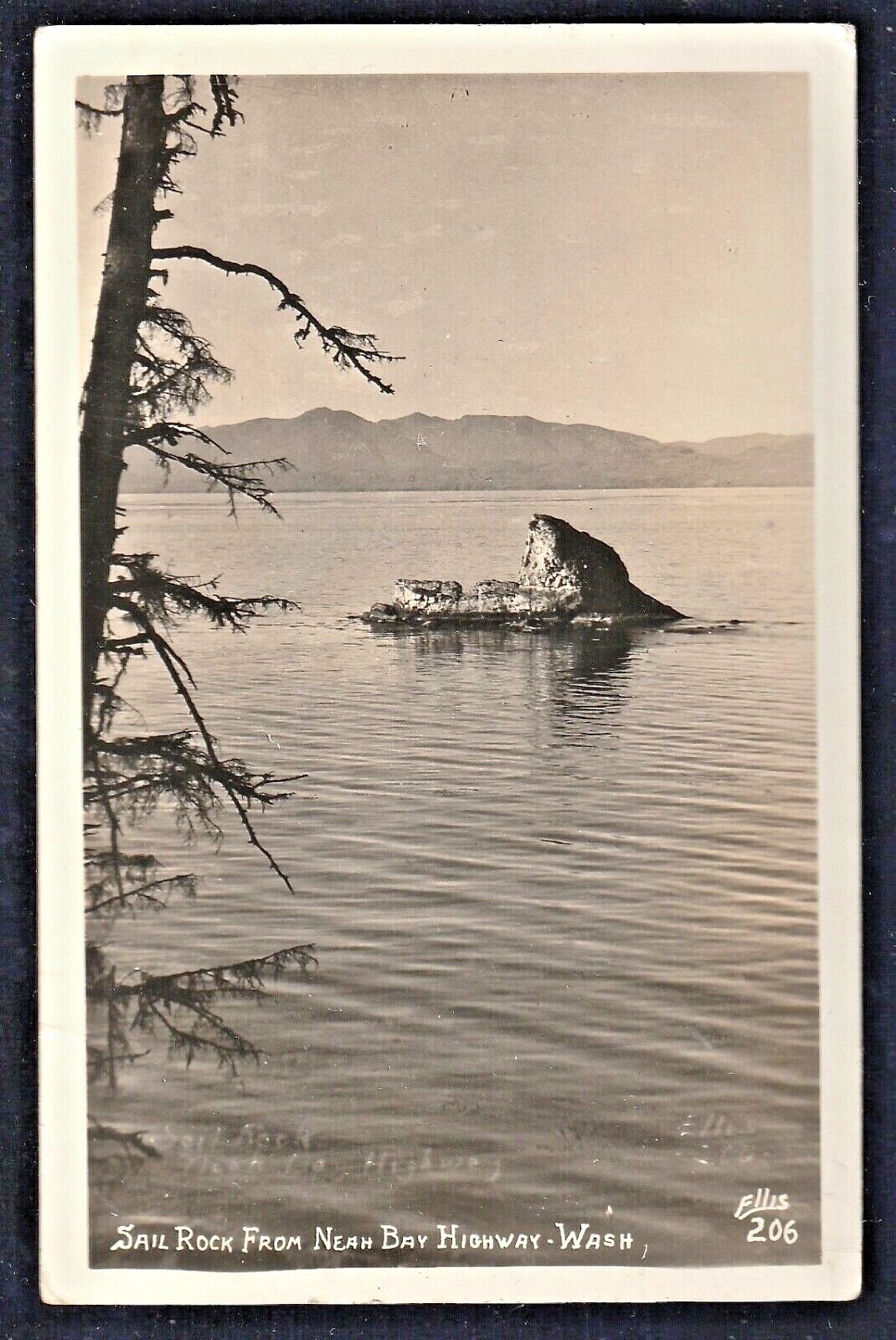 1940\'s Sail Rock From Neah Bay Highway Washington Photograph Postcard Unposted.