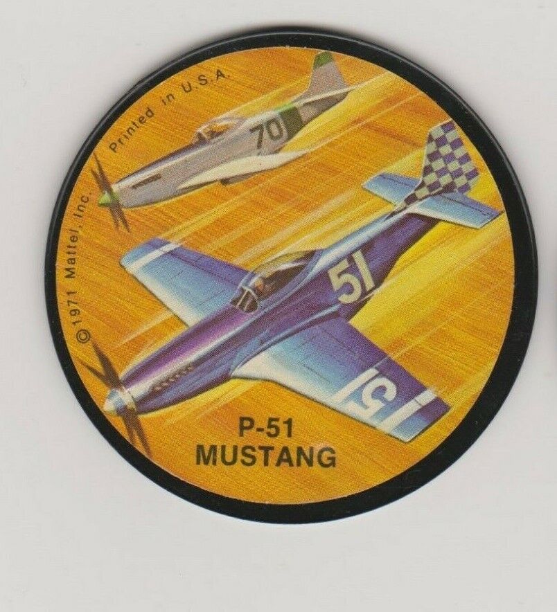 One 1971 Mattel Instant Replay Racing Discs P-51 Mustang
