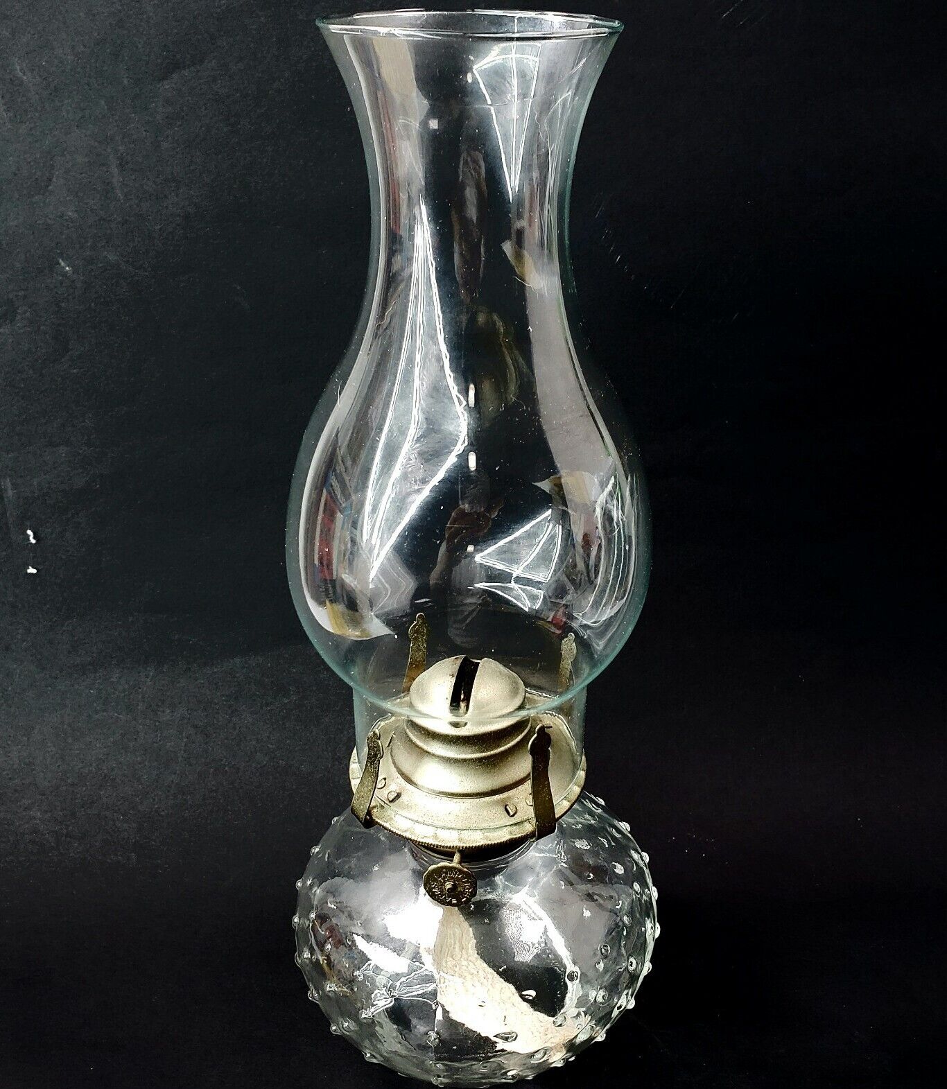 Vintage Lamplight Farms Glass Raised Dot Hurricane Oil Lamp 13\