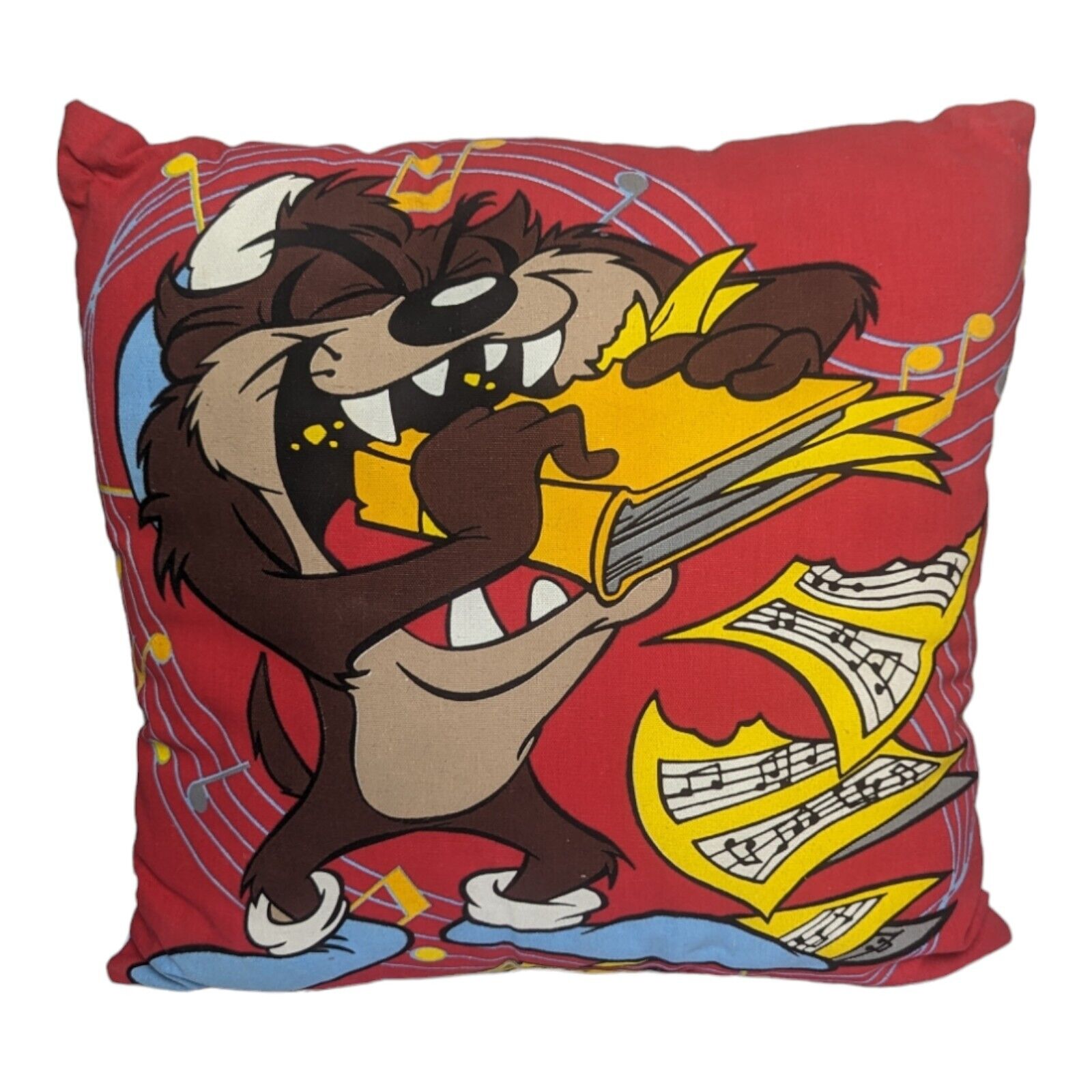 Vintage 1996 Looney Tunes Taz Bugs Bunny Tweety 16x16 Throw Pillow Decorative 