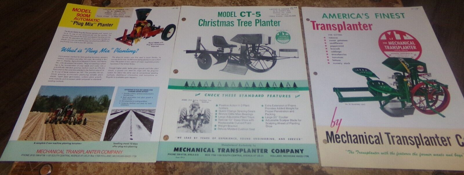 3-lot 70\'s-80\'s mechanical transplanter brochures in nice shape used