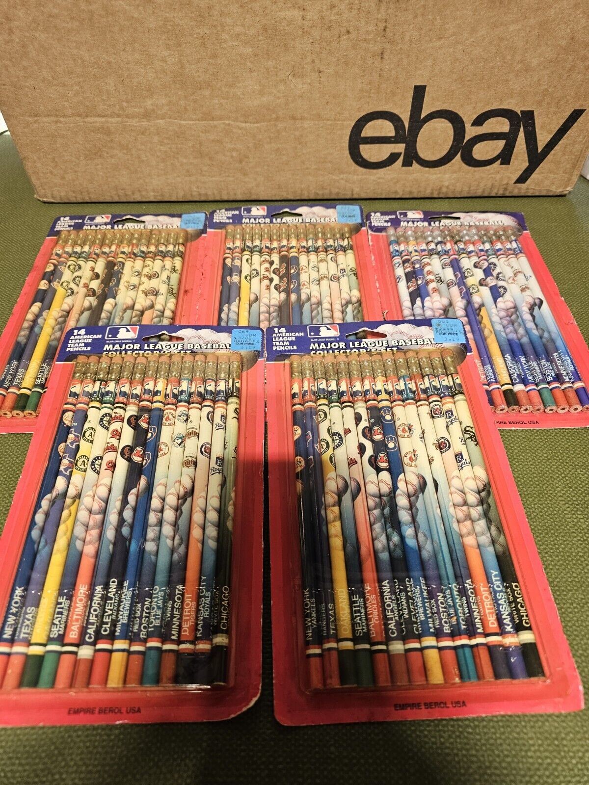 MLB American League Collector’s Pencil Set of 14, 5 packs (Empire, 1993) VTG