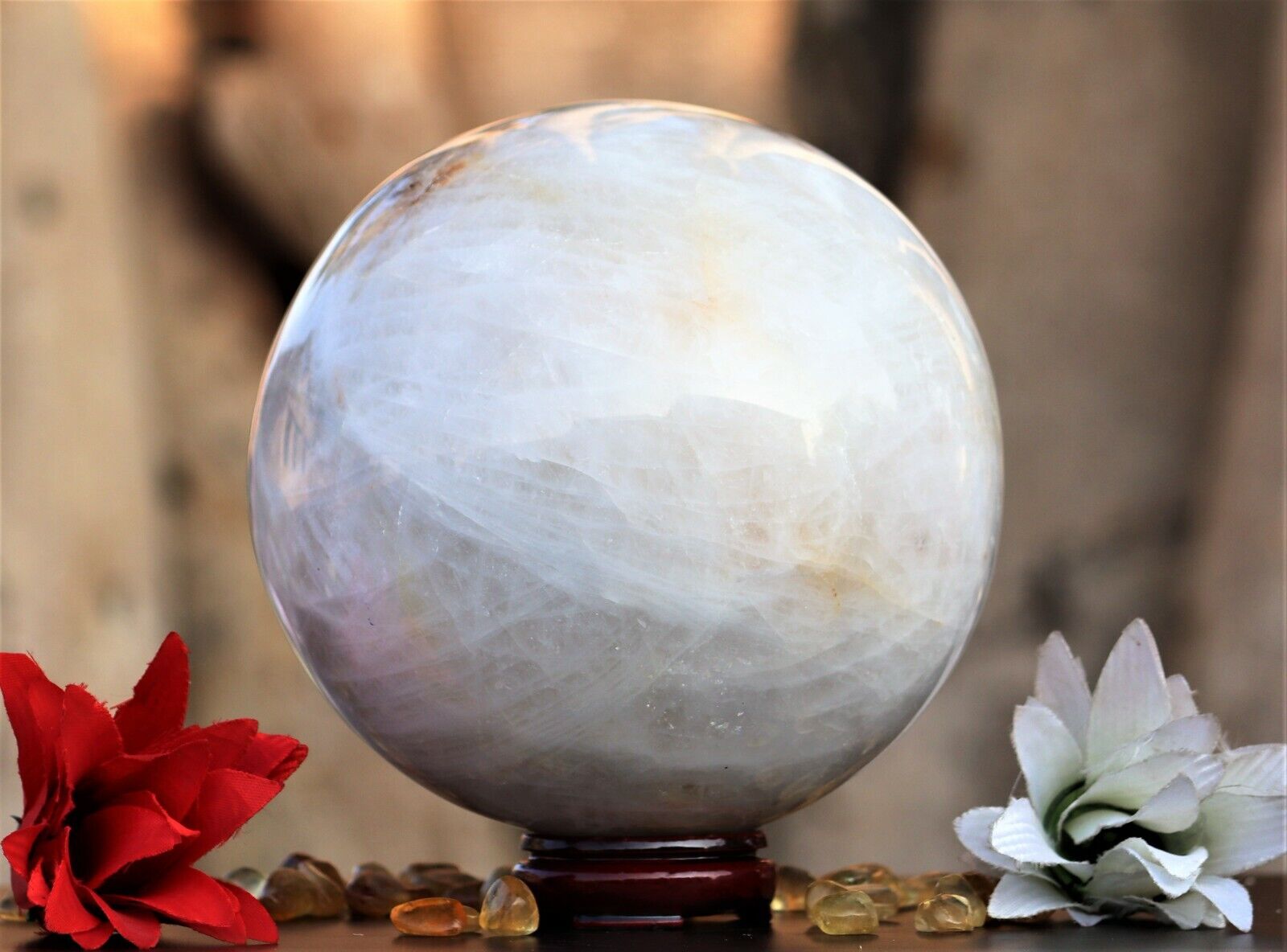 Huge & Large 185 MM Natural Rock Quartz Crystal Healing Meditation Sphere Ball