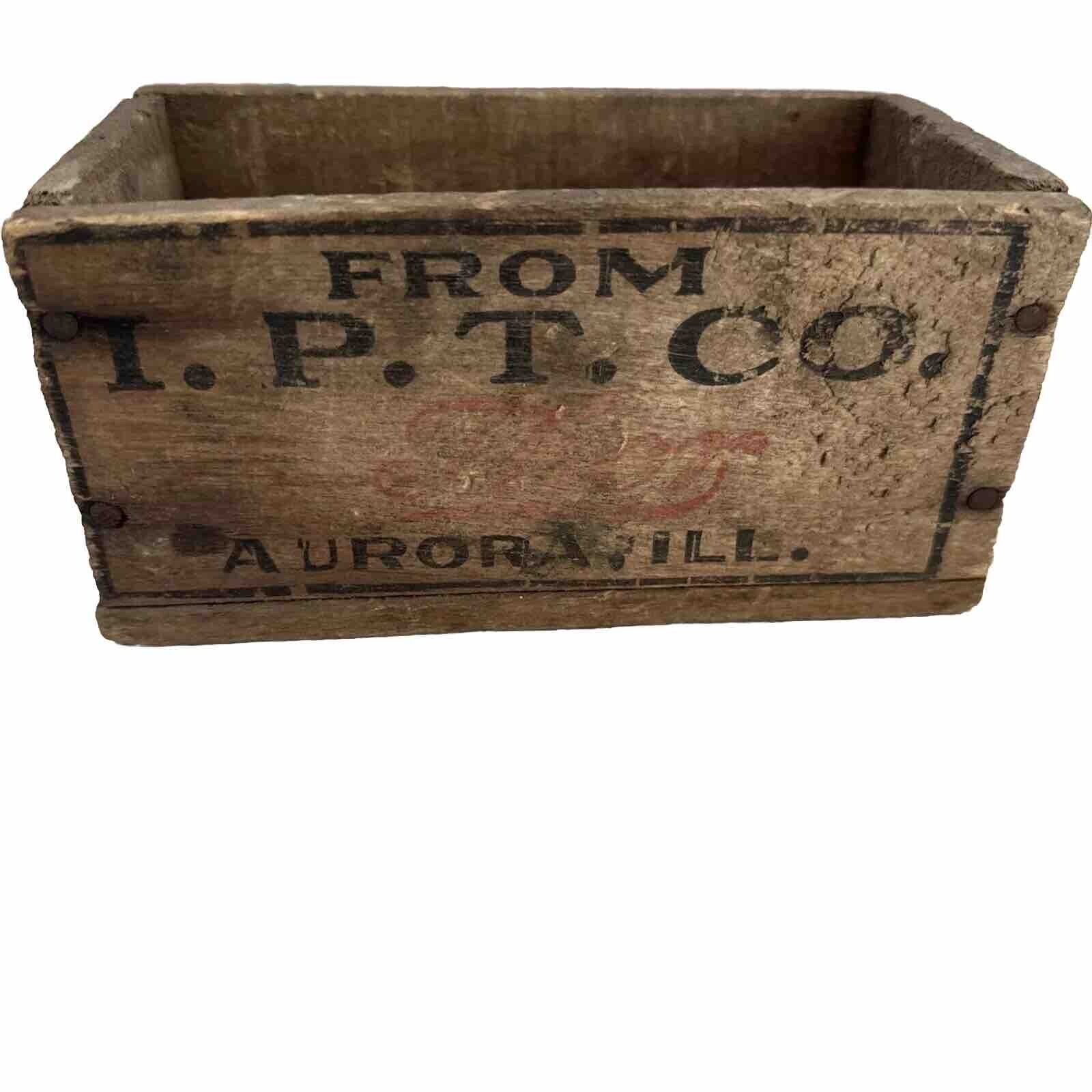 Vintage Thor Power Tools Wooden Box I.P.T. Co Aurora, Illinois