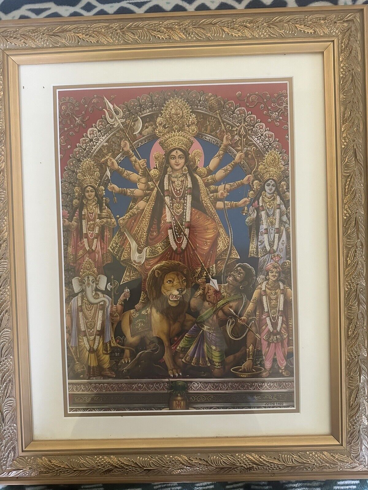 Hindu Religious Rare Old & Unique Poster of Mata Amba Durga Sherawali 