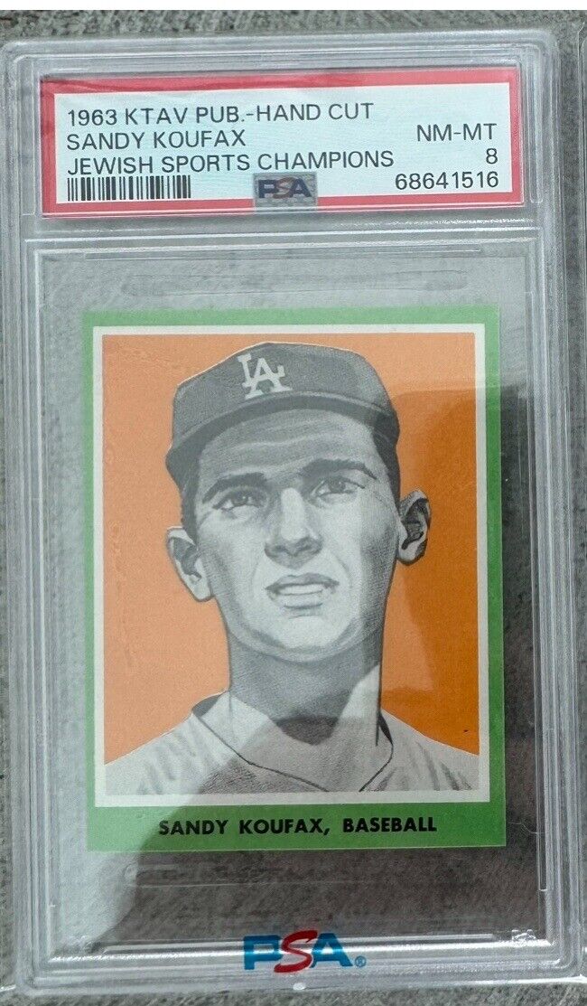 Sandy Koufax 1963 KTAV Pub Jewish Sports Champions Baseball Card Graded PSA 8