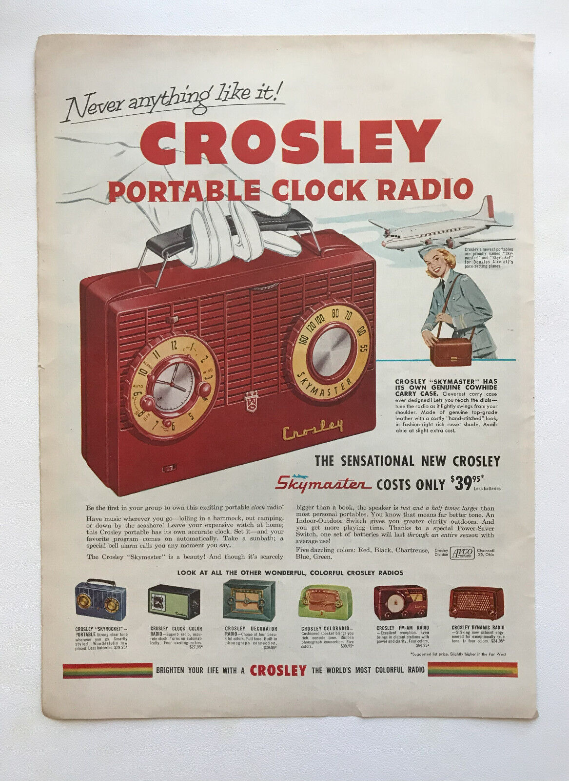 1953 Crosley Portable Clock Radio,  Koroseal B. F. Goodrich Vintage Print Ads