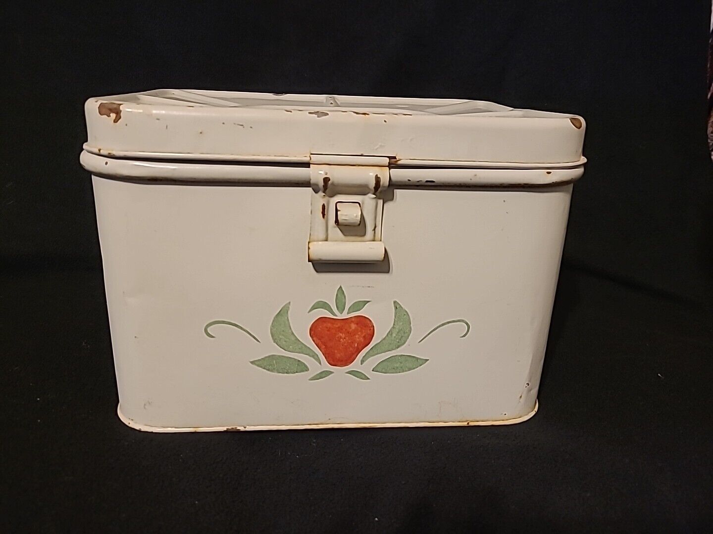 Vintage Savory 1920's Metal Hinged Lid -Vented -Handles-Bread Box-RARE FIND