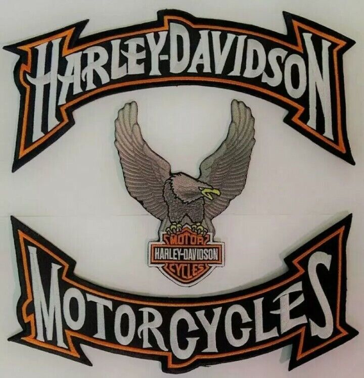 HARLEY ROCKERS WILLIE G. Eagle Motorcycle jacket vest back patch large 3pc. Set