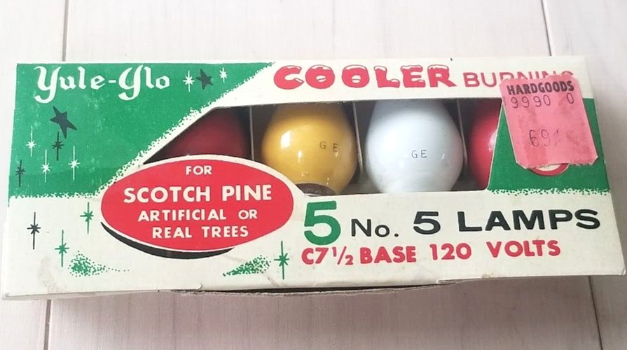 Vintage Package Of 5 GE YULE-GLO Christmas Bulbs Lights C7 1/2\