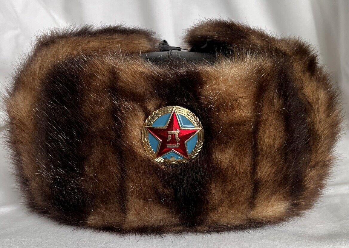 Authentic Chinese PLA Soviet Russian Army Military Style Ushanka Fur Hat Cap