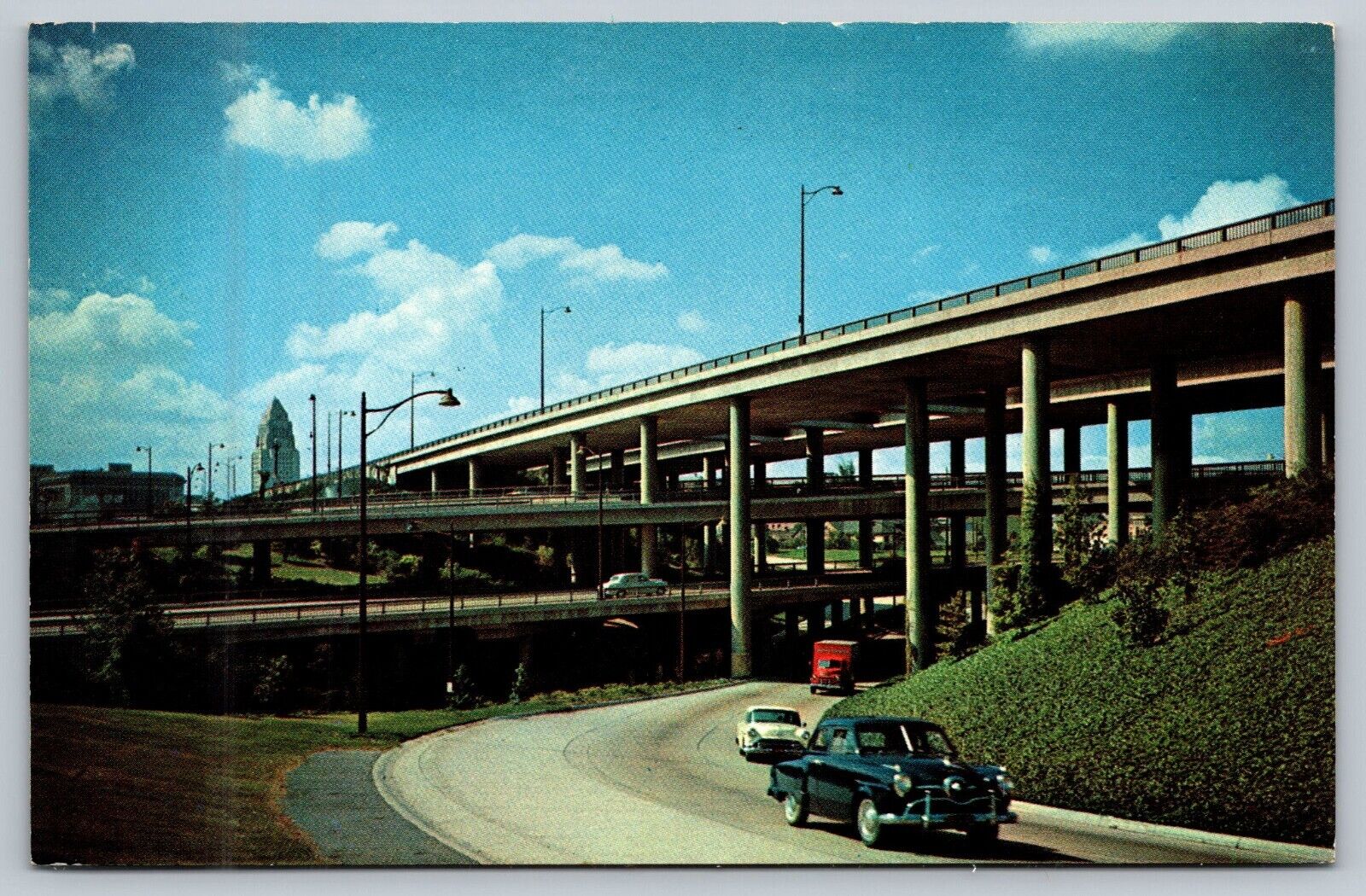 Los Angeles California Highway Freeway Stack & Cars Postcard