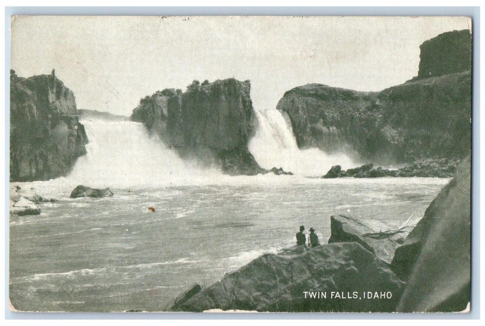 Twin Falls Idaho Postcard Falls Lake River Cliff Exterior 1910 Vintage Antique
