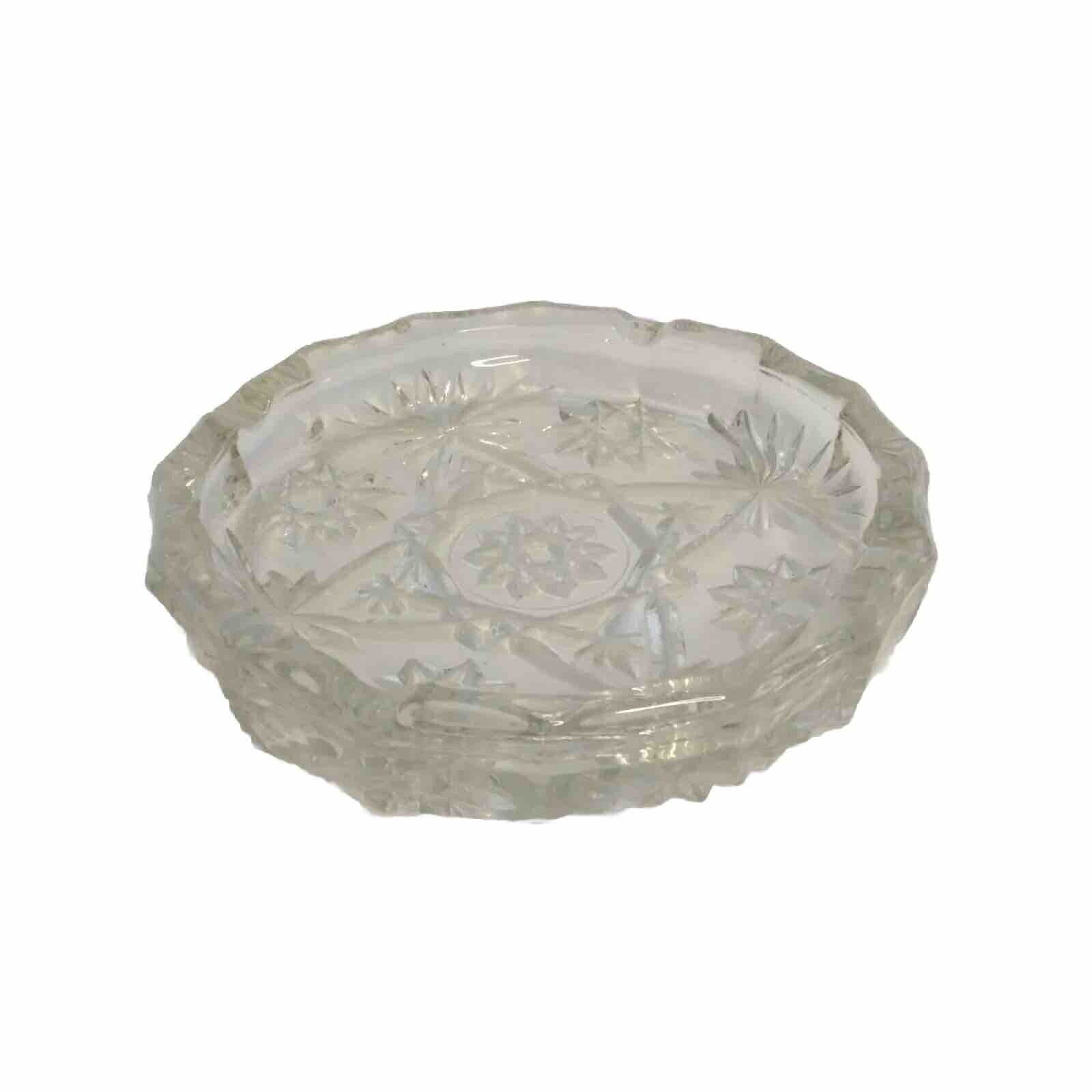 Vintage Crystal Clear  Cut Glass 7.5 Inches Round Shape Table Ash Tray