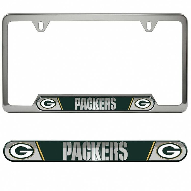 green bay packers nfl football team logo premium stainless license plate frame