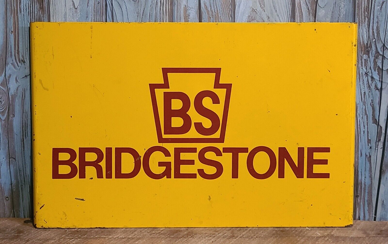 Vintage BS Bridgestone Metal Advertising Sign Store Display Tire Rack
