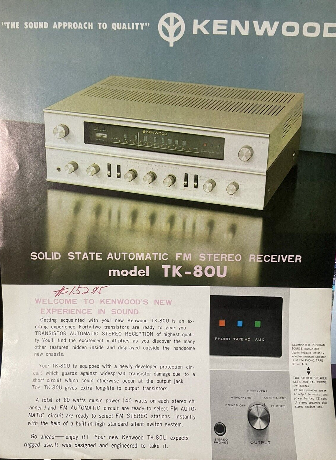 Kenwood TK-80U Print Ad Sales Brochures Trio Corp Receiver Japan Solid State