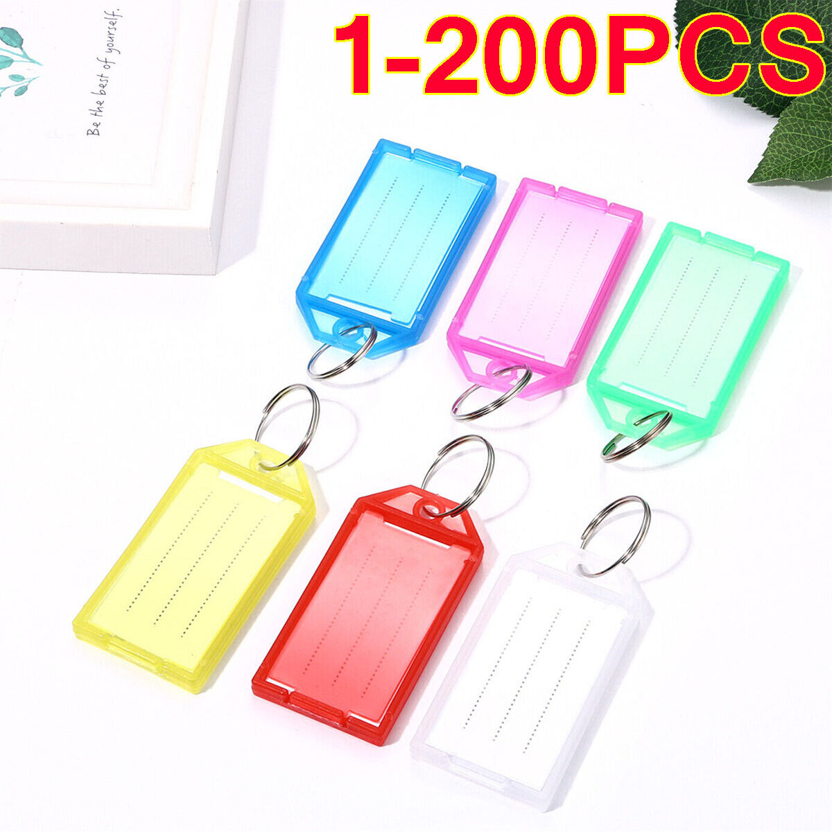 1-200x Assorted Colorful Plastic Key Chain Tag Luggage Labels Classified Tags US