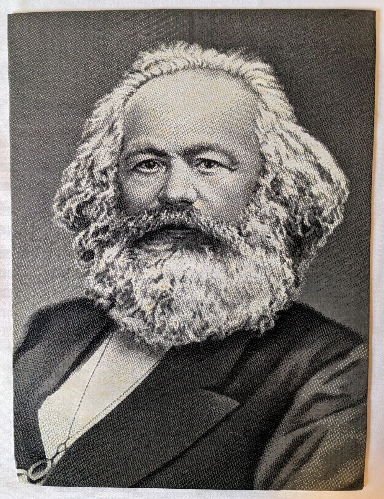 KARL MARX Silk Woven  Portrait of Philosopher & Socialist Revolutionary