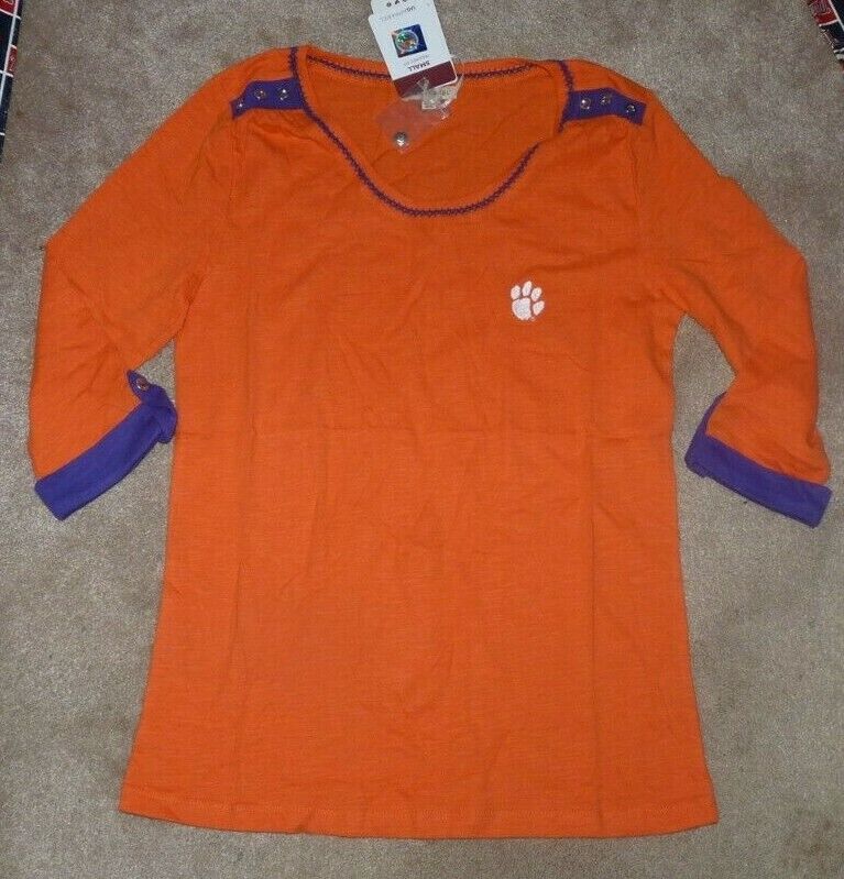 NEW NCAA Clemson Tigers - Women Ladies  S Tailored - Rolled Sleeve Shirt NWT
