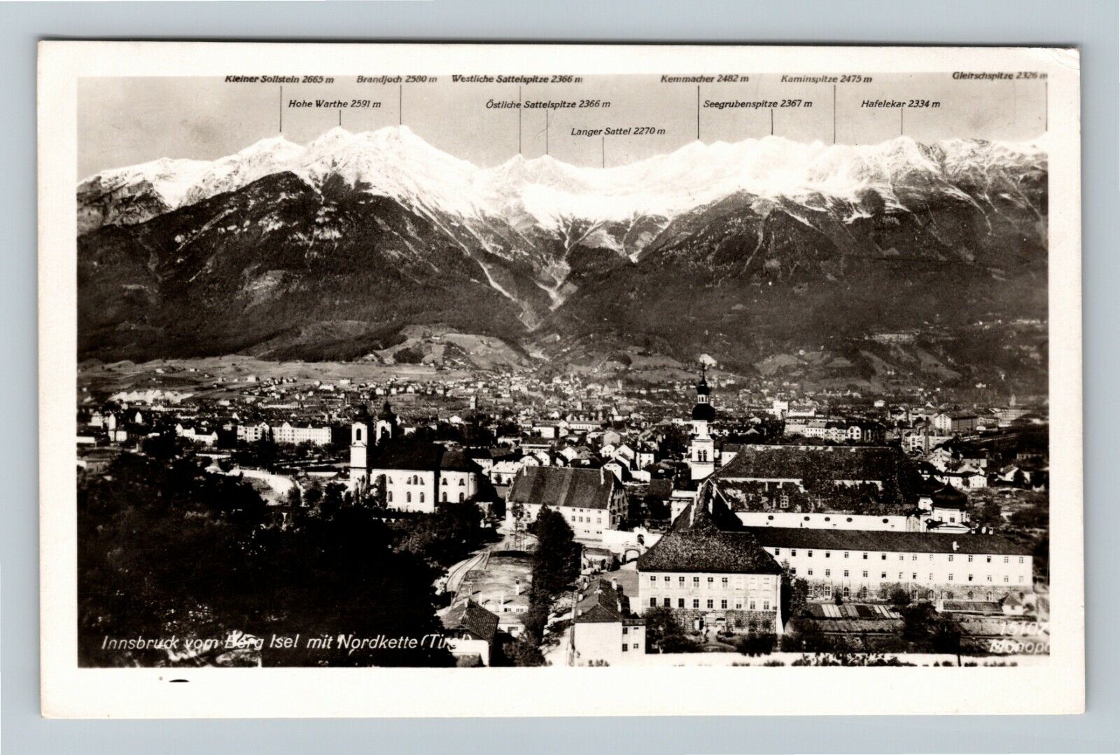 Innsbruck von Berg Isel mit Nordkette Austria Vintage Postcard