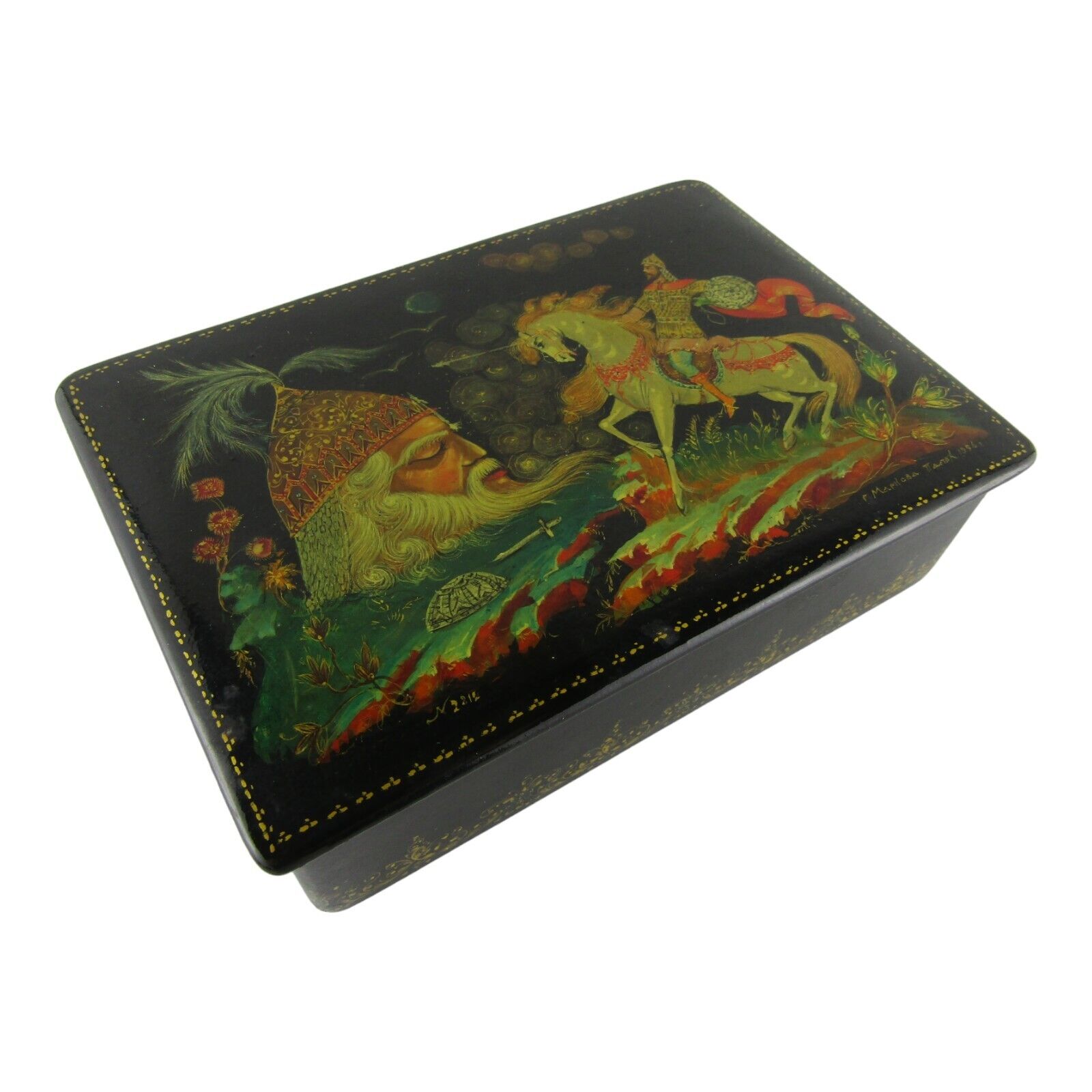 Vintage Russian Markova Palekh Signed Lacquer Box USSR 1962 6 Inch