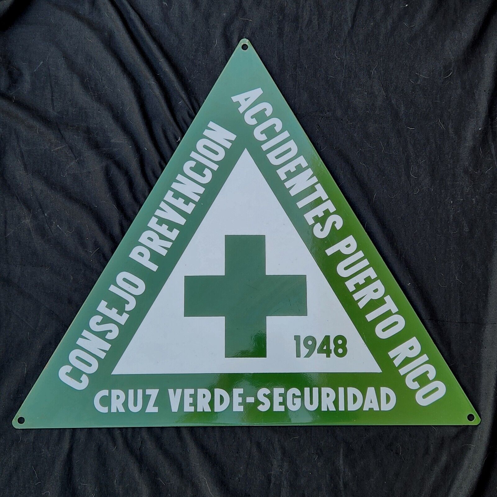 Vtg 1948 Accident Prevention Counsel Of Puerto Rico Advertising Sign Cruz Verde