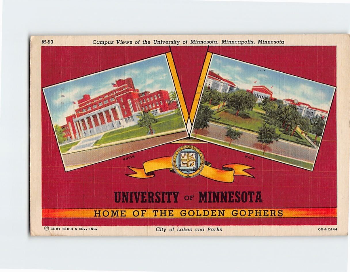 Postcard Campus View of University of Minnesota Minneapolis Minnesota USA