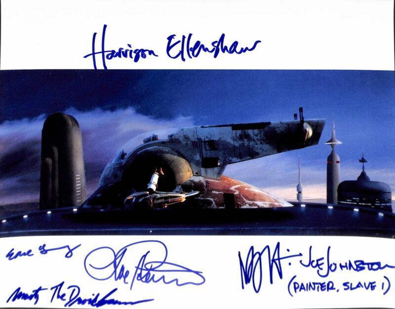 Slave I-ILM Multi-Signed Photo 11x14 Star Wars BAS Authentic Grad Collection