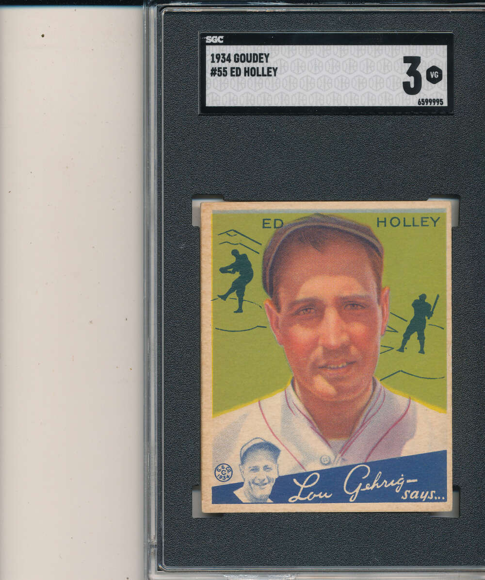 1934 goudey #55 Ed Holley Phillies trading card sgc 3 vg bm