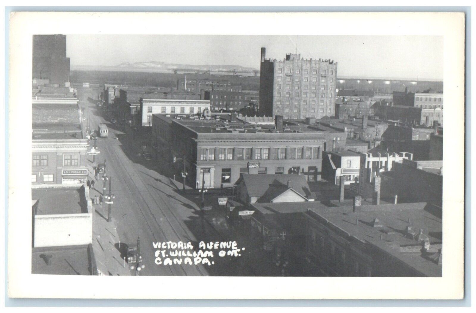 c1930\'s Victoria Avenue Trolley Ft. William Ontario Canada RPPC Photo Postcard
