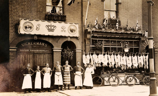 Staff In Aprons Pose Outside The Storefront Of Vickermans In Hull Old Photo