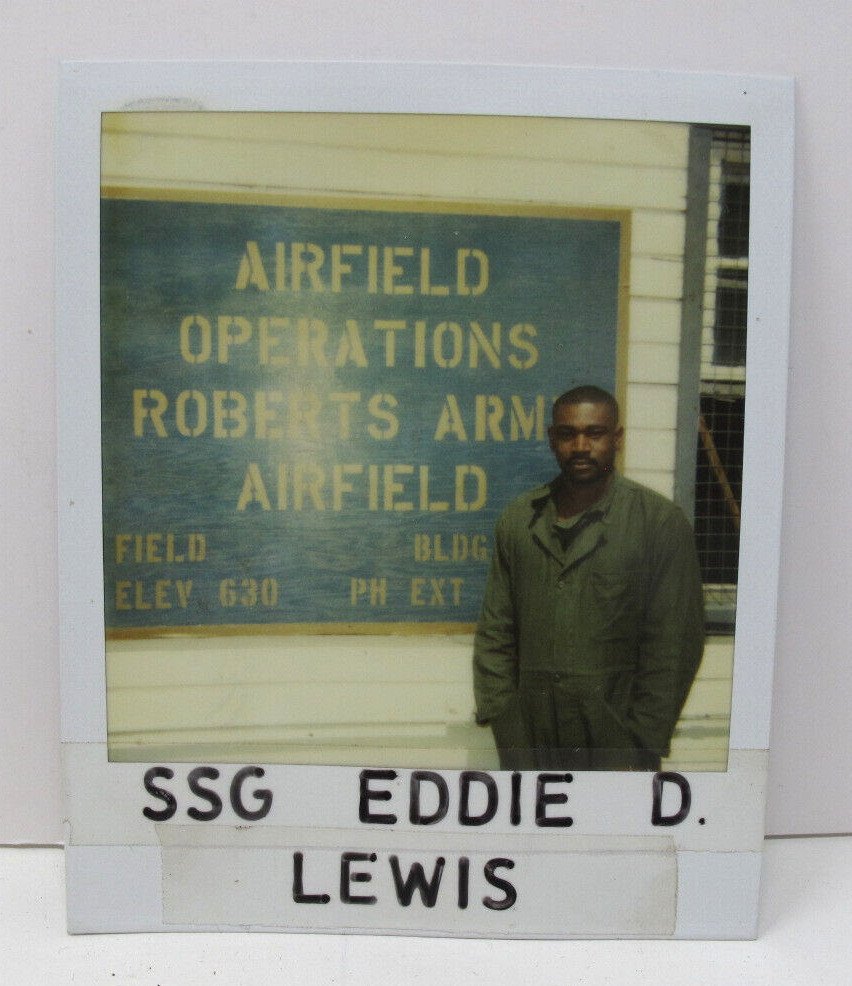 ARMY SSG Eddie D. Lewis POLAROID PHOTO Airfield Operations Camp Roberts CA