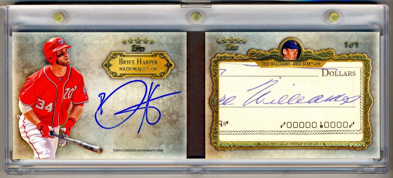 2013 Topps Five Star Signatures Booklet TED WILLIAMS BRYCE HARPER Dual AUTO 1/1